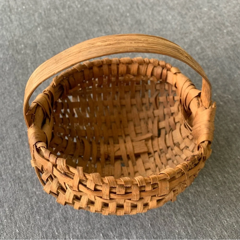 Splint Oak Basket Antique Primitive Fruit Gathering Farmhouse Farm Split